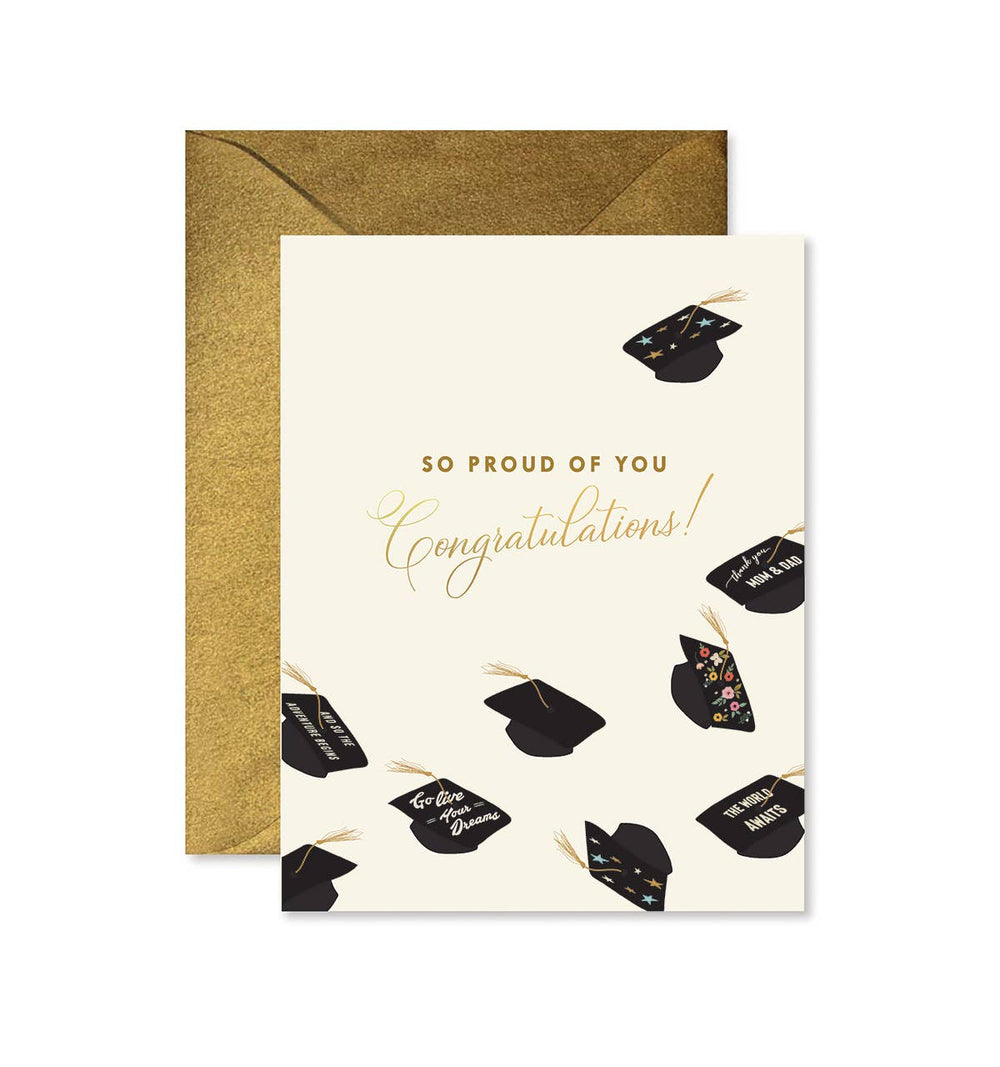 Flying Hats Graduation Greeting Card