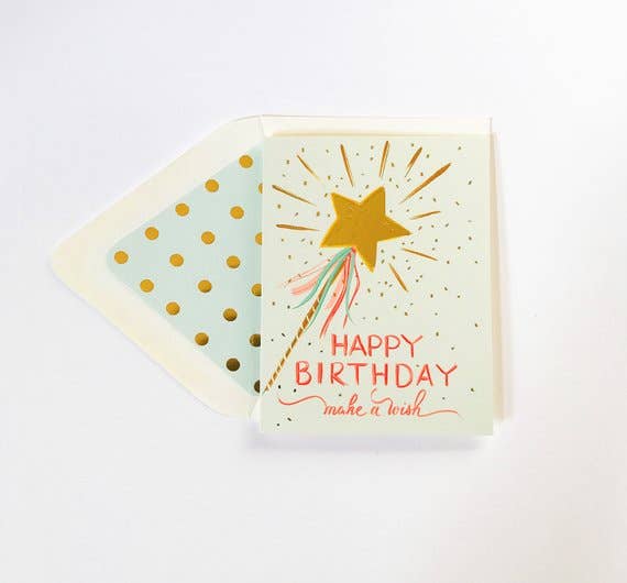 Make a Wish Stars and Wand Birthday Greeting Card