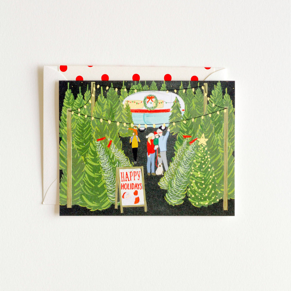 Tree Lot Christmas Holiday Greeting Card