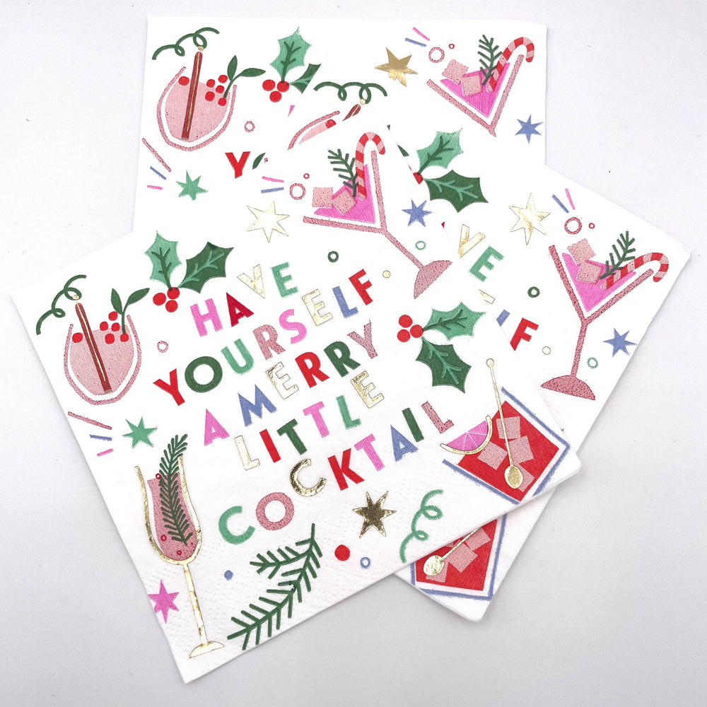 Christmas Napkins | Merry Little Cocktail - Foil - 20ct