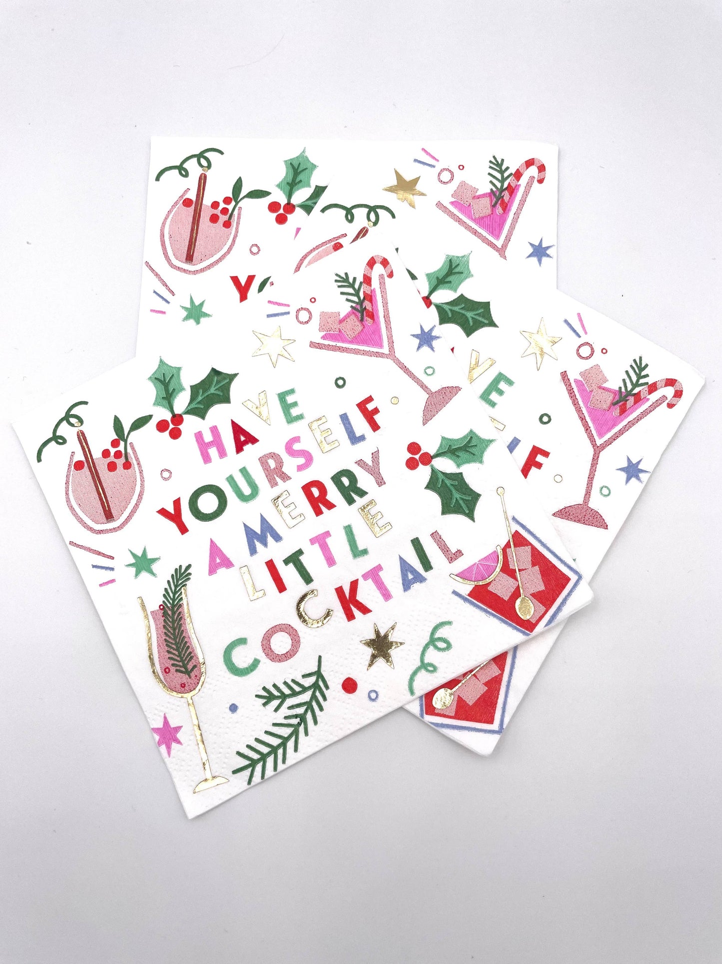 Christmas Napkins | Merry Little Cocktail - Foil - 20ct