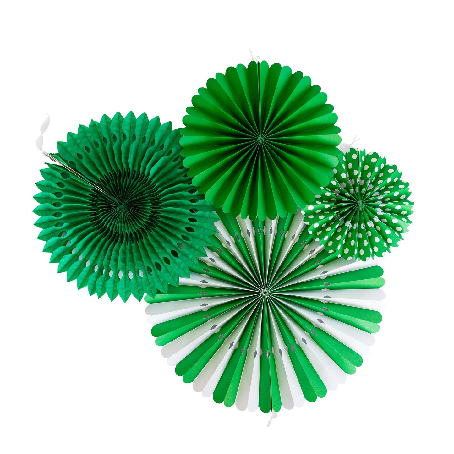 PLFN05 - Green and White Party Fan Set