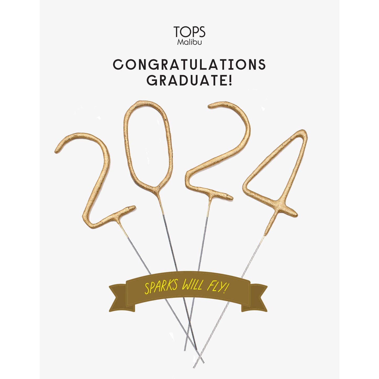 Mini 4" Gold "2024" Number Sparkler Wands Card - Graduation