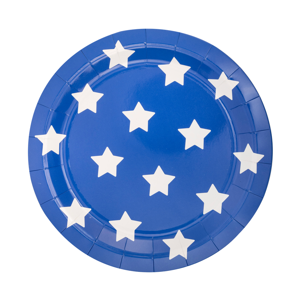 Lady Liberty Blue Stars Paper Plate