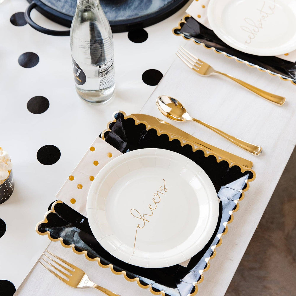 
                      
                        Cream with Black Dots Paper Table Runner
                      
                    