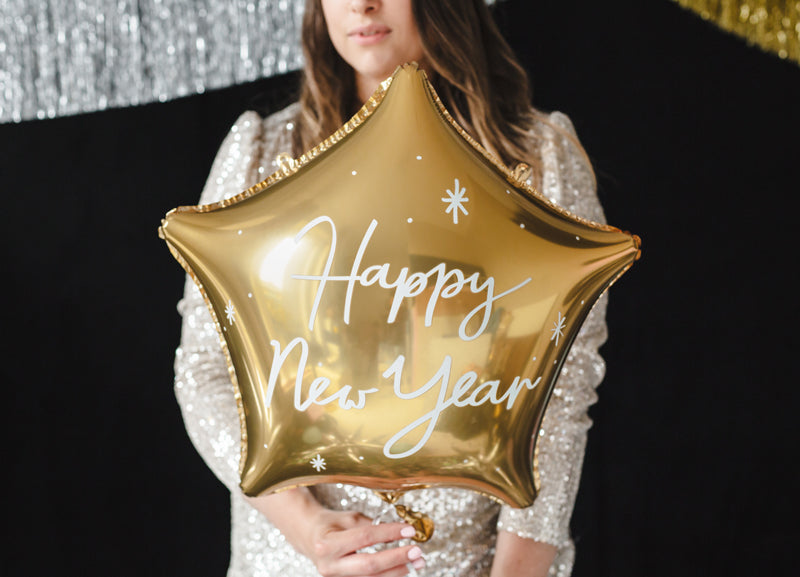 Foil balloon Star Happy New Year, 18.5 x 19.5'', gold