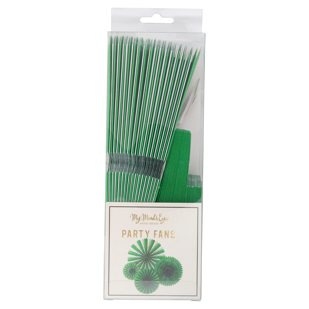 PLFN05 - Green and White Party Fan Set