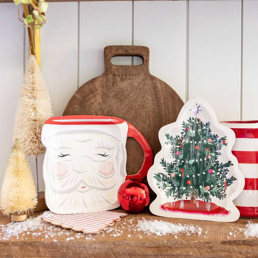 Christmas Baubles Santa Face Mug Shaped Paper Plate