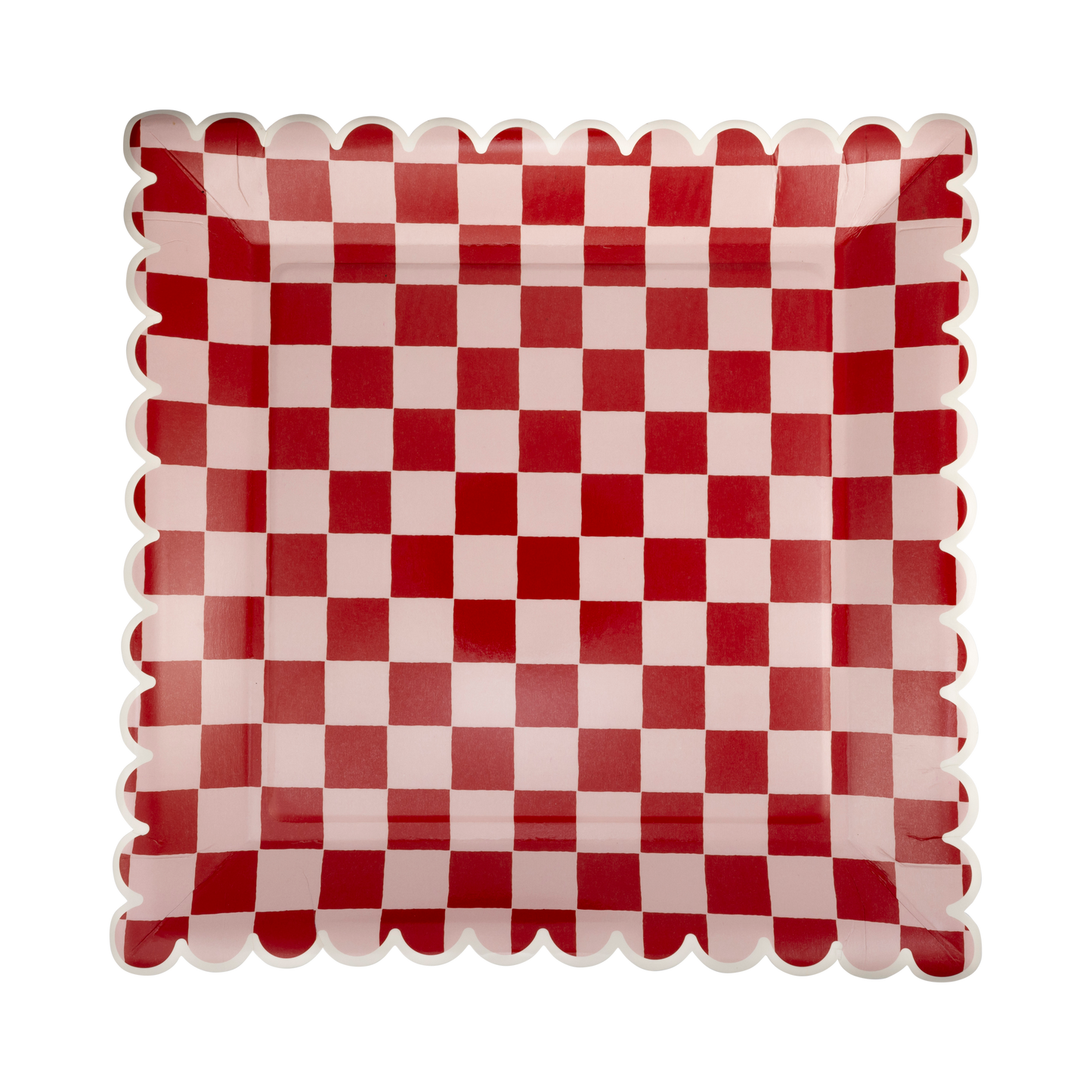 Pink and Red Checked Paper Plates