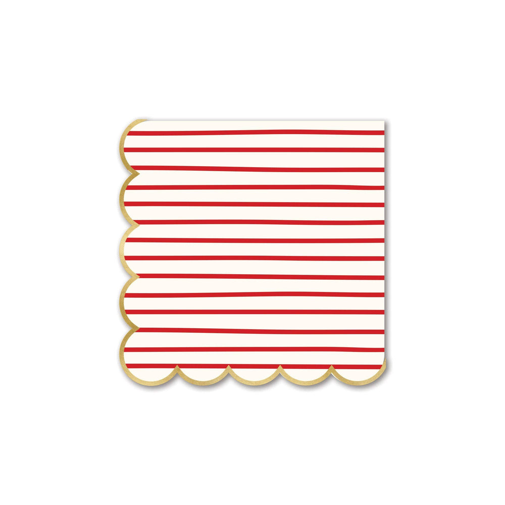 Holly & Stripes Scallop Napkins