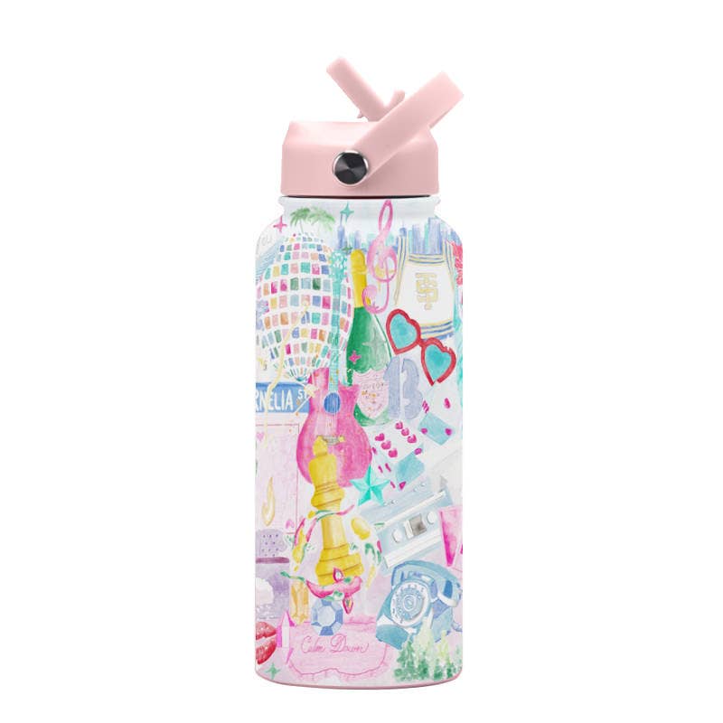 Taylor Swift 32 oz Insulated Water Bottle WITH STRAW LID